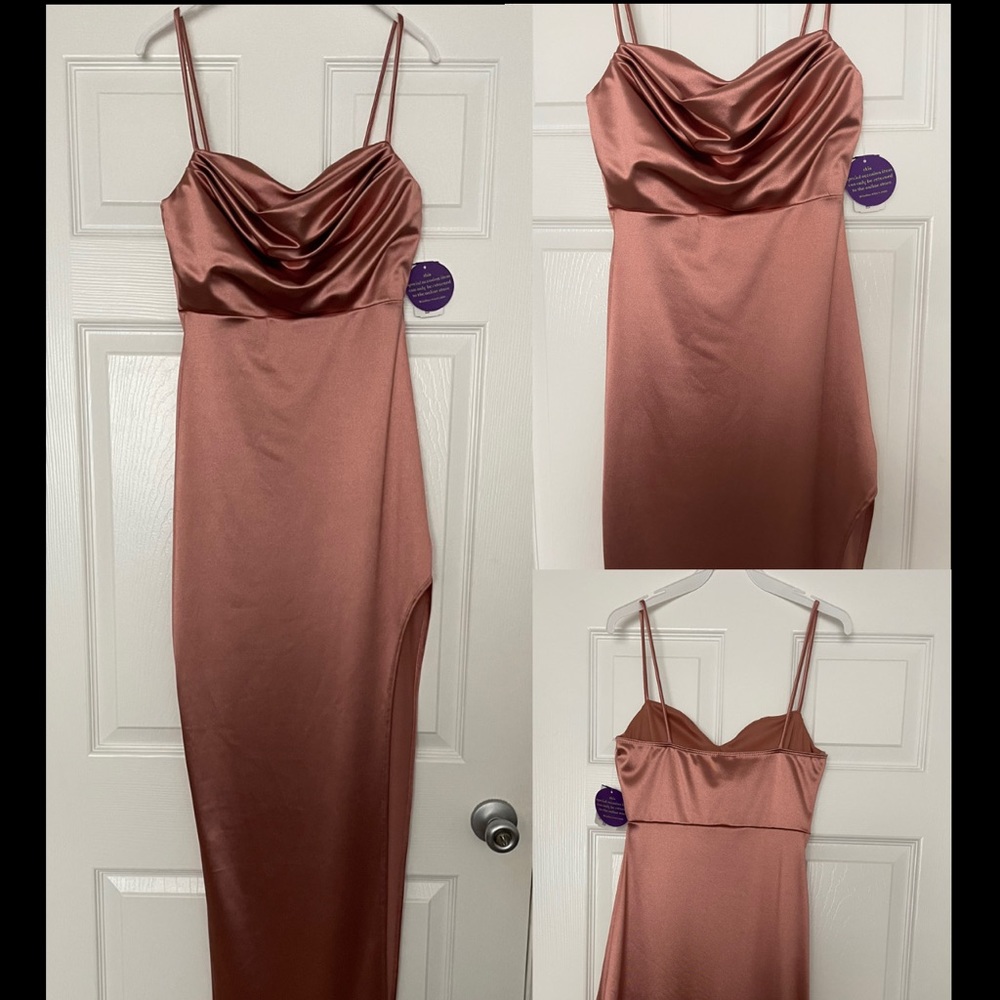 WINDSOR ROSE GOLD SATIN DRESS